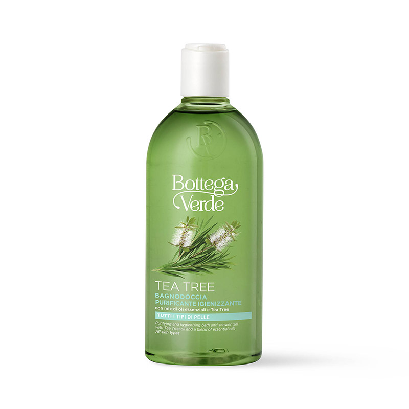 Tea Tree - Gel de baño y ducha - purificante higienizante - con mezcla de aceites esenciales y Árbol del Té (400 ml) - todo tipo de pieles