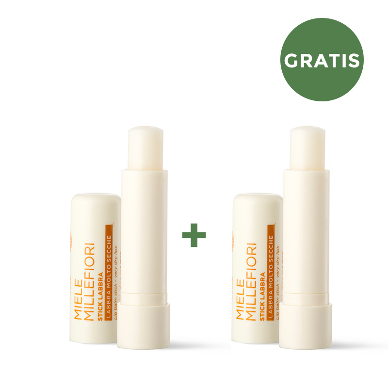 **1+1 GRATIS** Miele Millefiori - Stick labbra - emolliente nutriente - con Propoli - labbra molto secche
