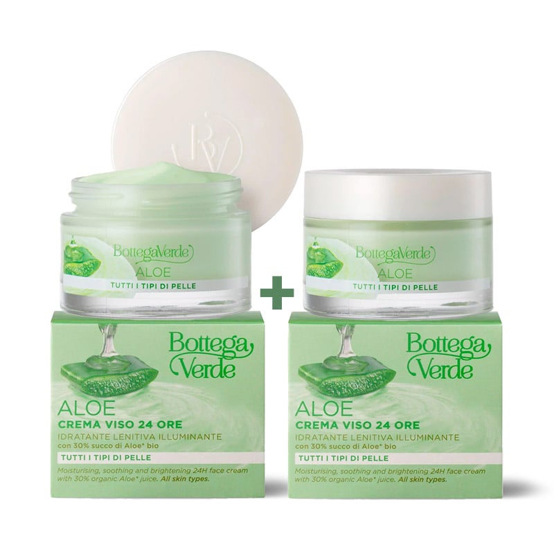 Offer 2 pieces Aloe - 24H face cream - moisturising, soothing and brightening - with 30% organic Aloe* juice (50 ml) - for all skin types