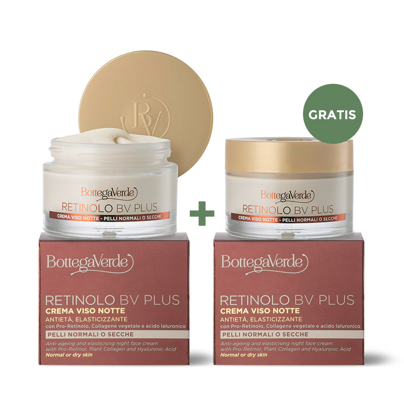 **OFFERTA 1+1 GRATIS**Retinolo Bv Plus - Crema viso notte - antietà, elasticizzante - con Pro-Retinolo, Collagene vegetale e acido laluronico (50 ml) - pelli normali o secche - pelli normali o secche
