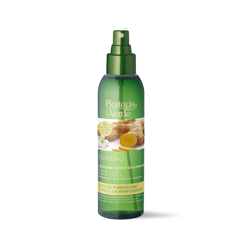 Zenzero Lozione dopo shampoo stimolante fortificante con estratto di Zenzero e Caffeina rinforza i capell