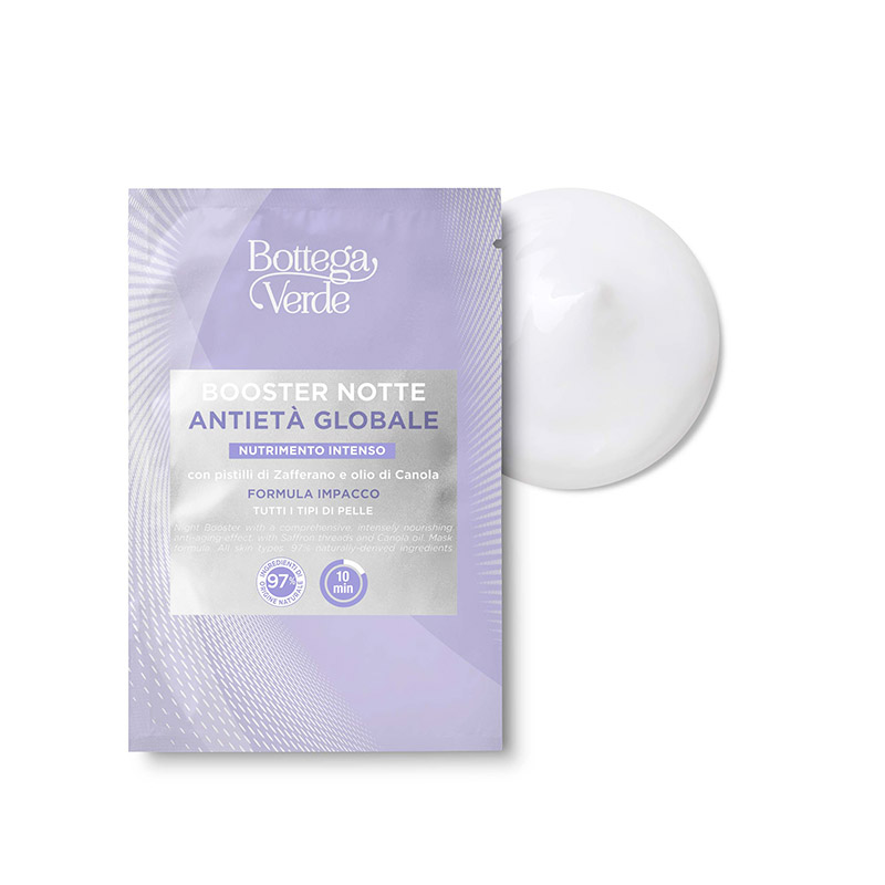 Image of Bottega Verde Booster Notte - antietà globale - nutrimento intenso - con pistilli di Zafferano e olio di Canola - formula impacco - tutti i tipi di pelle