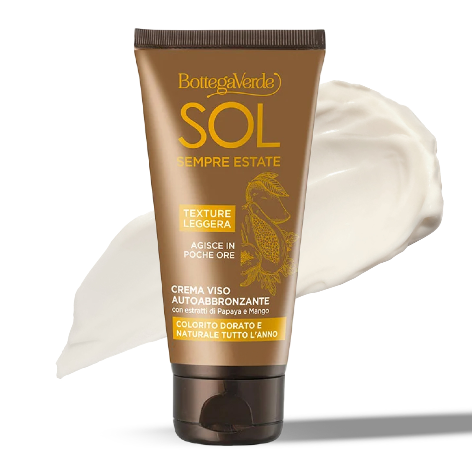 SOL Sempre Estate - Self-tanning face cream with Papaya and Mango extracts (50 ml) - for a natural, golden tan all year round