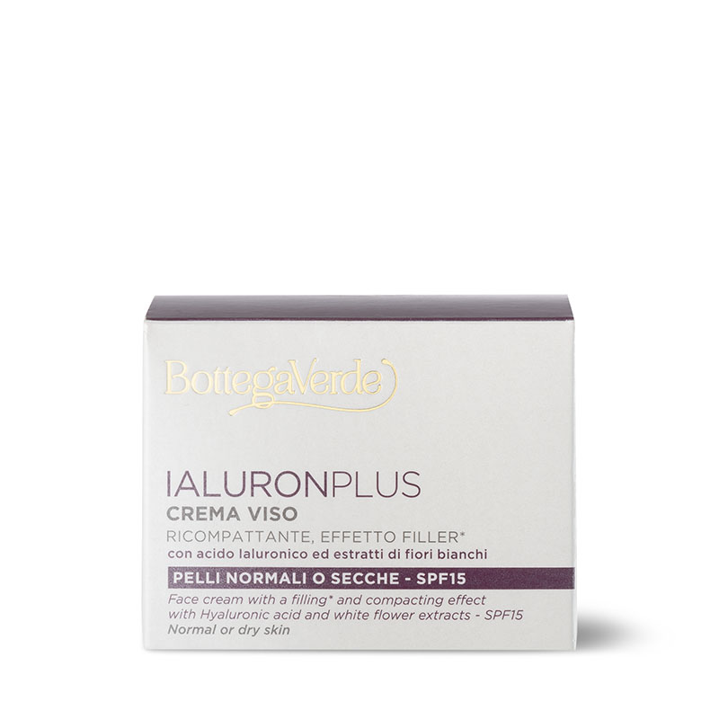 Ialuron Plus - Crema facial reafirmante efecto relleno* con ácido hialurónico y extractos de flores blancas SPF15 (50 ml) - pieles normales o secas