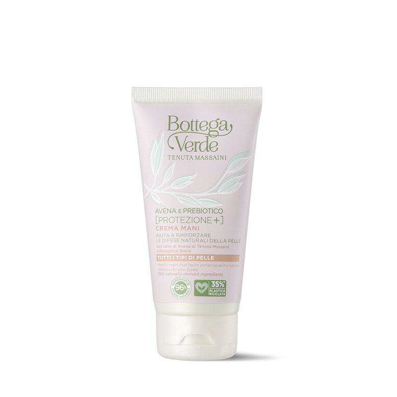 Bottega Verde Avena e Prebiotico [Protezione+] - Crema mani - aiuta a rinforzare le difese naturali della pelle - protettiva, lenitiva, idratante - con latte di Avena di Tenuta Massaini e Prebiotico Biolin (75 ml) - tutti i tipi di pelle