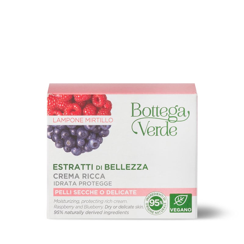 Estratti di bellezza - Crema densa - Frambuesa y Arándano - hidrata y protege - pieles secas o delicadas (50 ml)