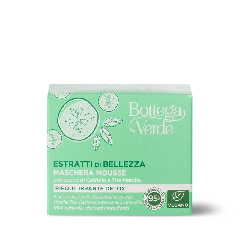 Mousse mask - with Cucumber juice and Matcha Tea (50 ml) - restores balance and detoxifies