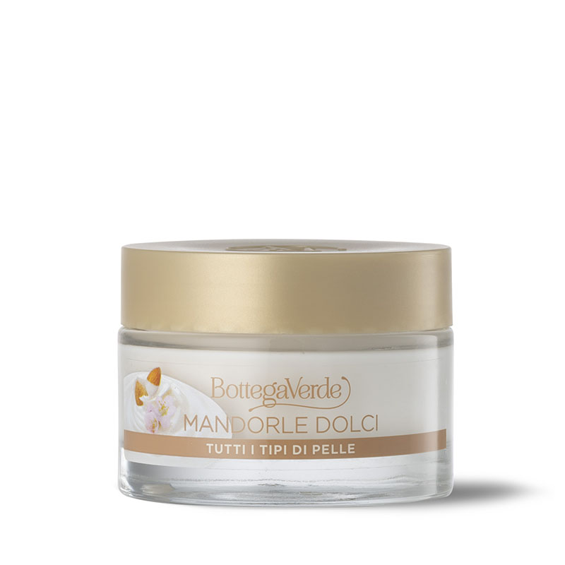 Face cream - moisturizing and softening - with Sweet almond oil and milk (50 ml) - for all skin types