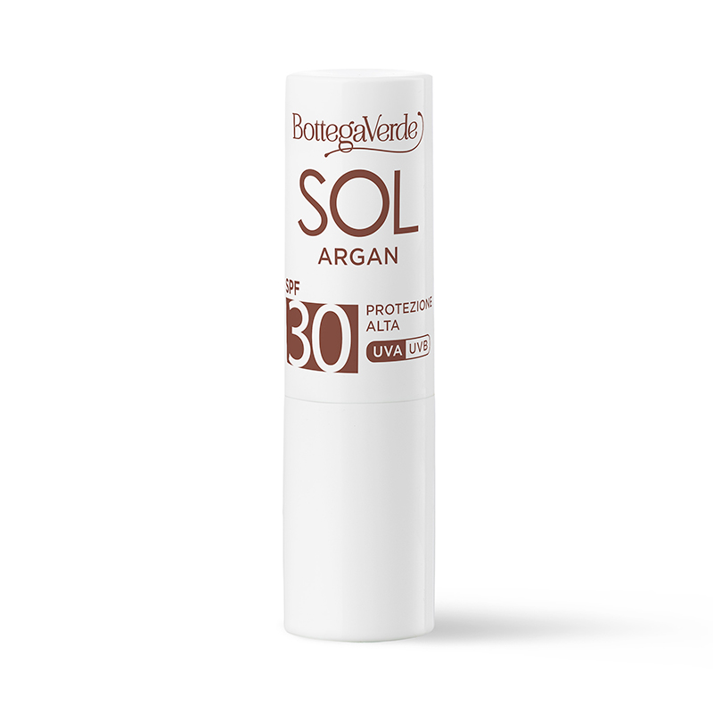 SOL Argan - Stick solar labial - nutritivo y protector - con aceite de Argán y Vitamina E - protección alta SPF30 (5,5 ml) resistente al agua