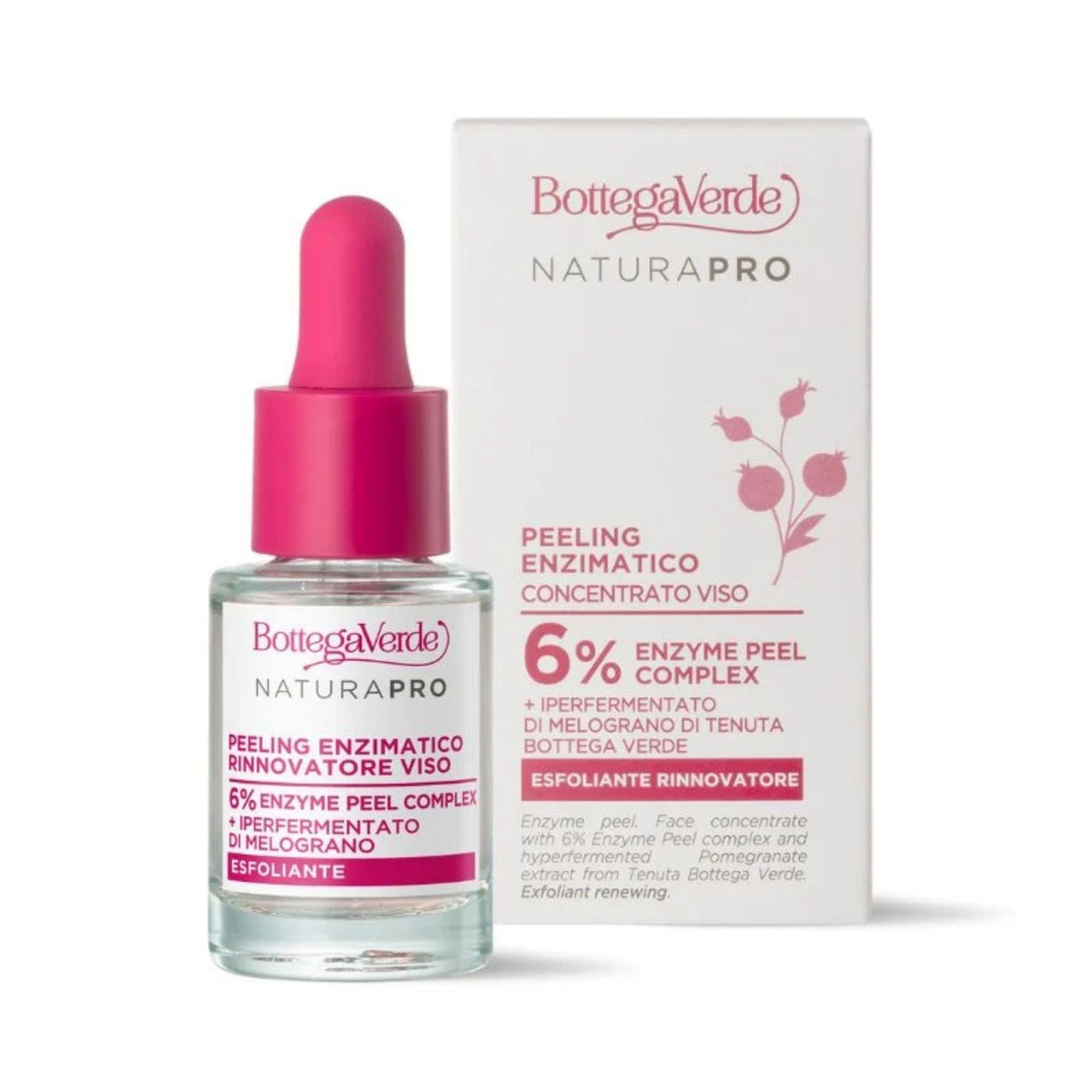 Renewing enzyme peel - face concentrate - with 6% Enzyme Peel complex and hyperfermented Pomegranate extract from Tenuta Bottega Verde (15 ml) - exfoliant
