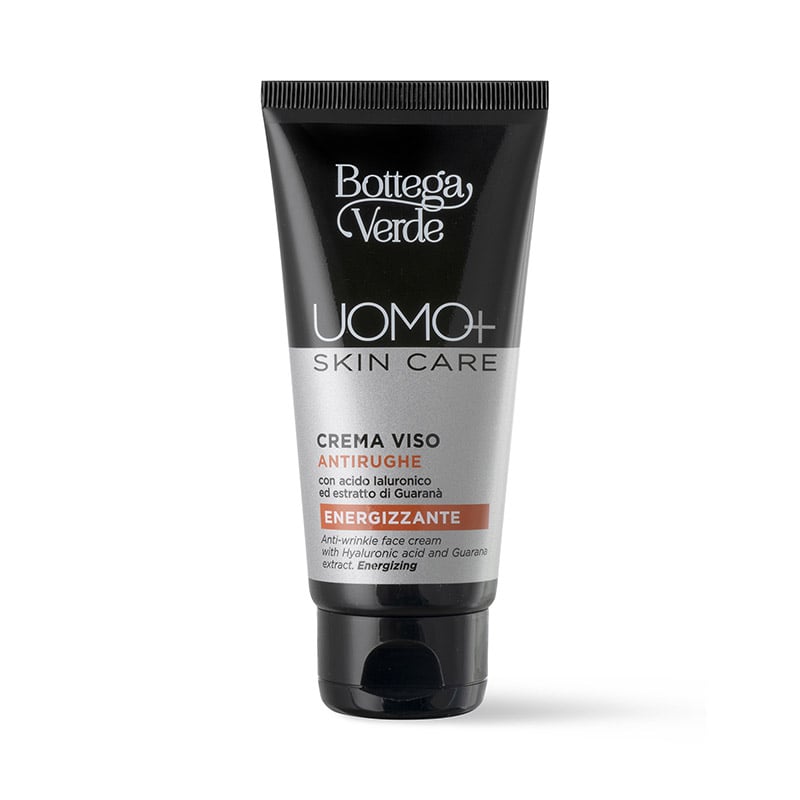 Image of UOMO+ skincare - Crema viso - antirughe energizzante - con acido Ialuronico ed estratto di Guaranà