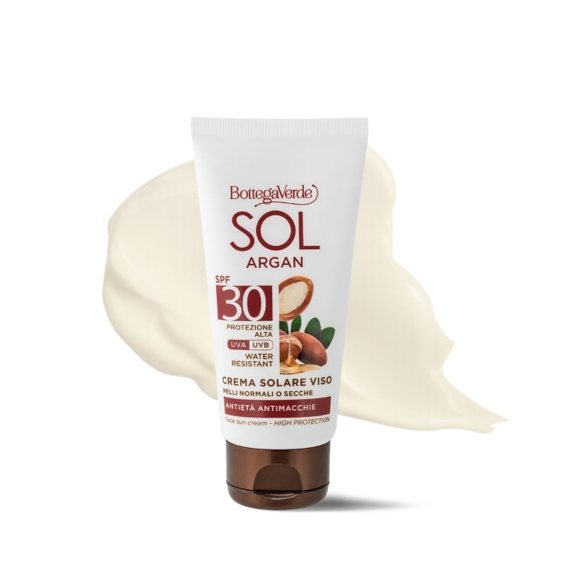 SOL Argan - Face sun cream - anti-aging, anti-dark spots - with Argan oil and Vitamin E - SPF 30 high protection (50 ml) - water resistant - for normal or dry skin