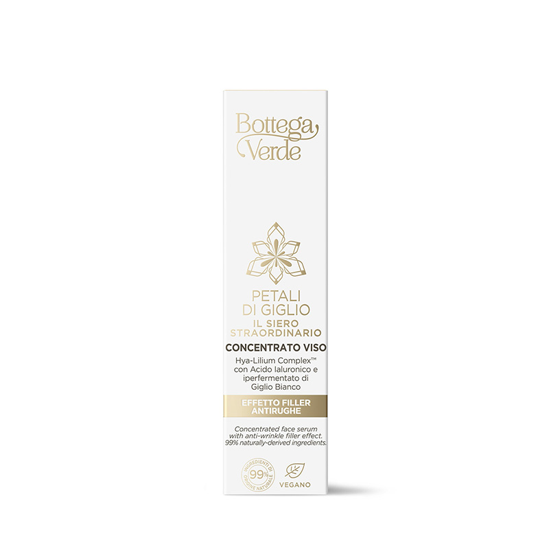 An extraordinary Serum - Concentrated face serum - anti-wrinkle filler effect - Hya-Lilium Complex¿ with Hyaluronic Acid with 4 molecular weights and hyperfermented extract of White Lily from Tenuta Bottega Verde (30 ml) - all skin types