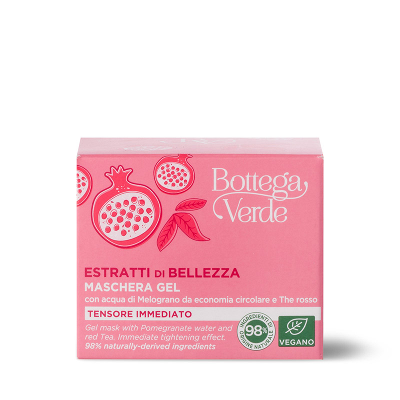 Estratti di bellezza - Maschera gel  -  con acqua di Melograno da economia circolare e The rosso (50 ml) - tensore immediato