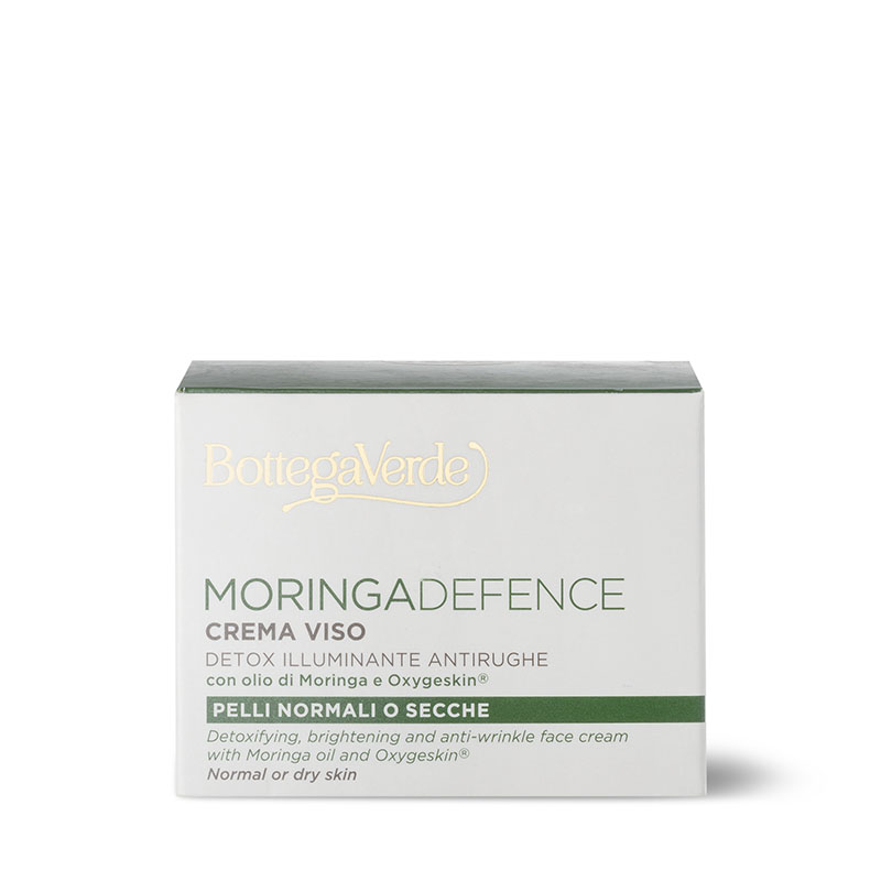 MORINGADEFENCE - Crema viso, detox illuminante antirughe con olio di Moringa e Oxygeskin® - pelli normali o secche - età 40+