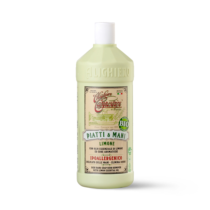 ALIGHIERO E CAMPOSTRINI Detergente Piatti e Mani Bio Limone con olio essenziale di Limone e Erbe Aromatic