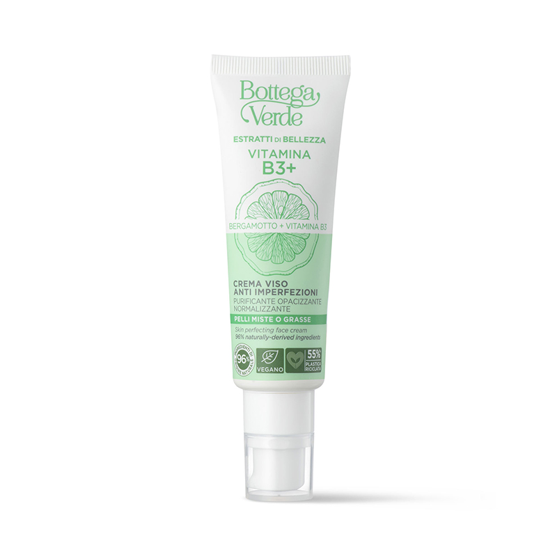 Image of Bottega Verde Estratti di bellezza - Vitamina B3+ - Crema viso anti imperfezioni - Bergamotto Vitamina B3 - purificante, opacizzante, normalizzante - pelli miste o grasse