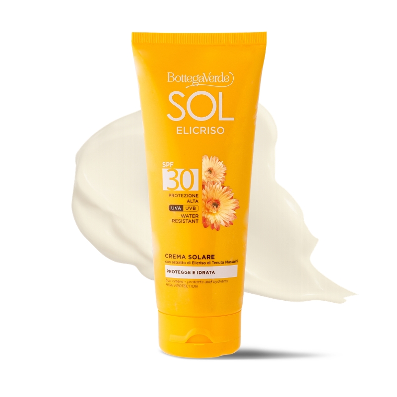 SOL Elicriso - Sun cream - protects and hydrates - with Helichrysum extract from Tenuta Massaini - SPF30 high protection (200 ml) - water resistant