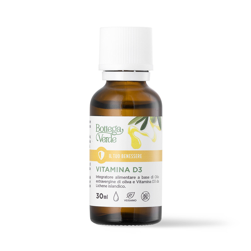 Il tuo benessere - Vitamina D3 - Integratore alimentare a base di Olio extravergine di Oliva e Vitamina D3 da Lichene islandico. (30 ml)