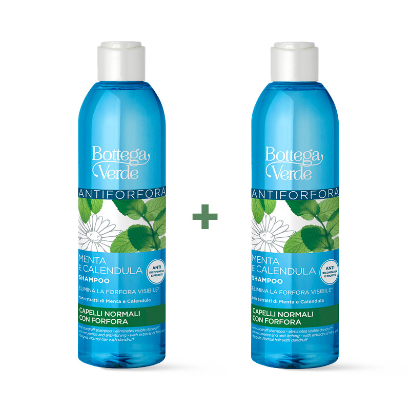 **OFFERTA 1+1 GRATIS** Menta e Calendula - Shampoo antiforfora - elimina la forfora visibile*, anti prurito e ricomparsa - con estratti di Menta e Calendula - capelli normali con forfora
