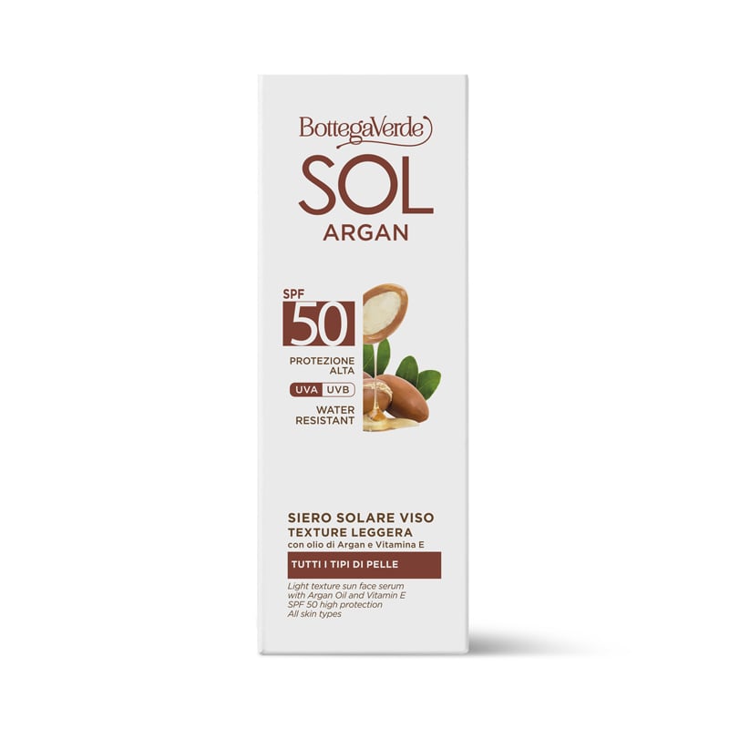 SOL Argan - Sun Face Serum - light texture - with Argan Oil and Vitamin E - SPF50 high protection (25 ml) - water-resistant - all skin types