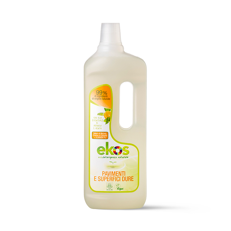EKOS Detergente pavimenti e superfici dure con olio essenziale di Arancio e Menta EKOS Detergente pavimenti e superfici dure con olio essenziale di Arancio e Menta