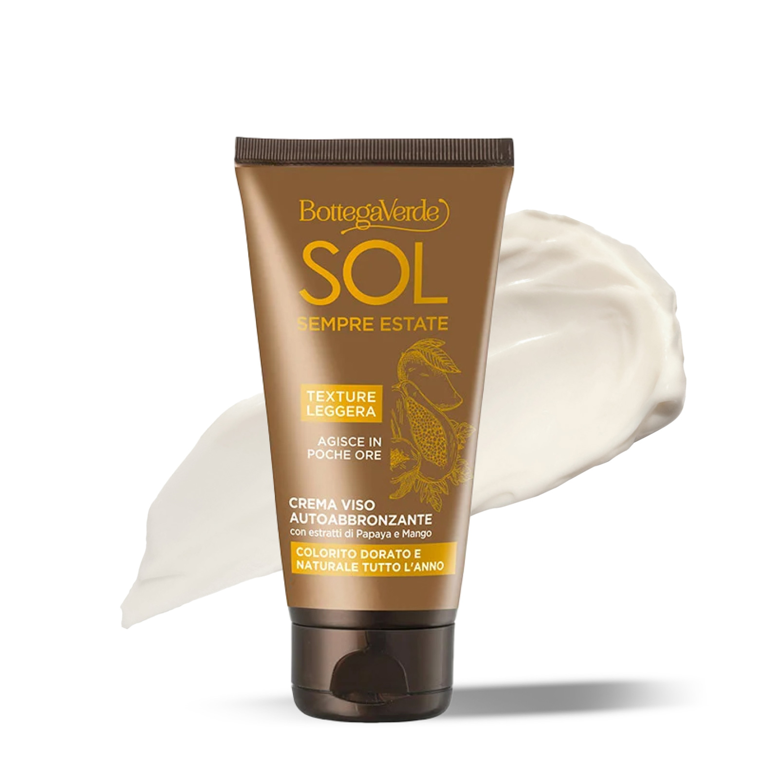 SOL Sempre Estate - Crema viso autoabbronzante con estratti di Papaya e Mango -  colorito dorato e naturale tutto l'anno
