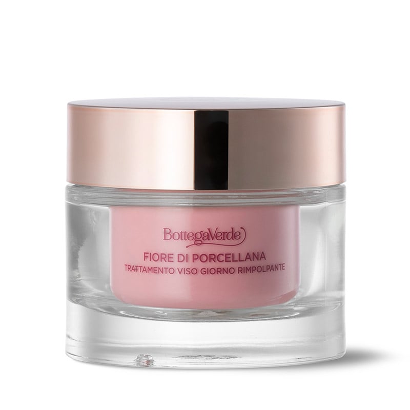 Fiore di Porcellana - Sistema perfezionatore - Trattamento viso giorno - rimpolpante  anti-svuotamento e anti-infragilimento - con pigmenti rosa - con Ceramidi vegetali, Collagene vegetale da Acacia e Fiore di Porcellana - pelli normali o secche