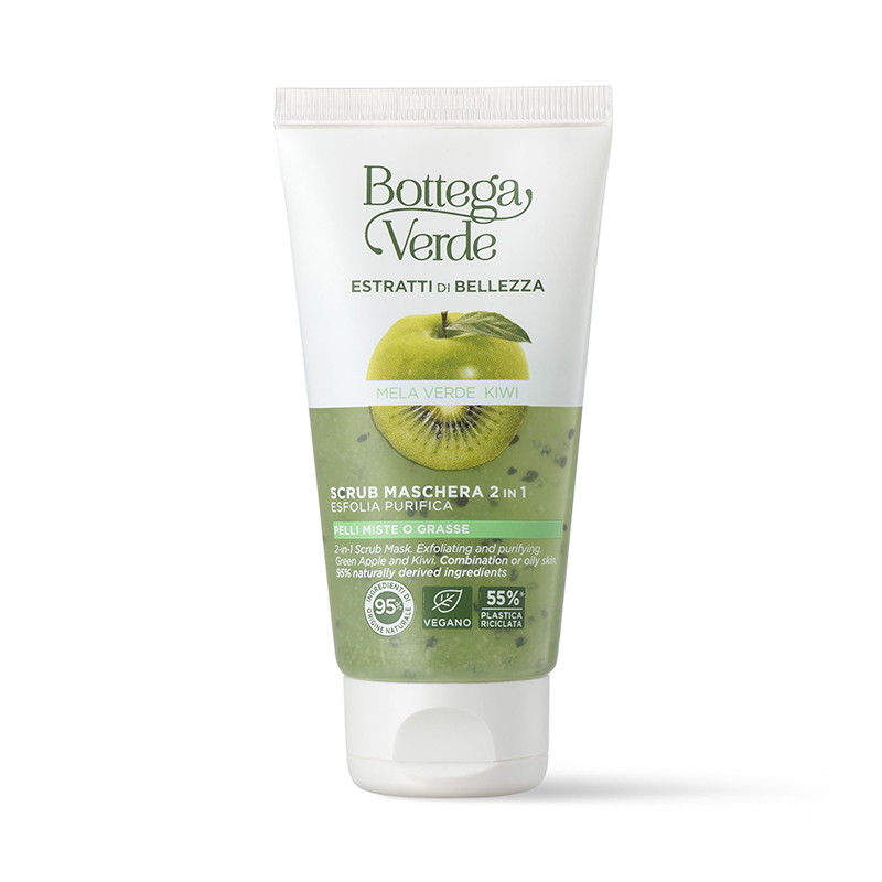 Estratti di bellezza - Scrub - Maschera 2 in 1 -  Mela verde e Kiwi - esfolia purifica -  pelli miste o grasse