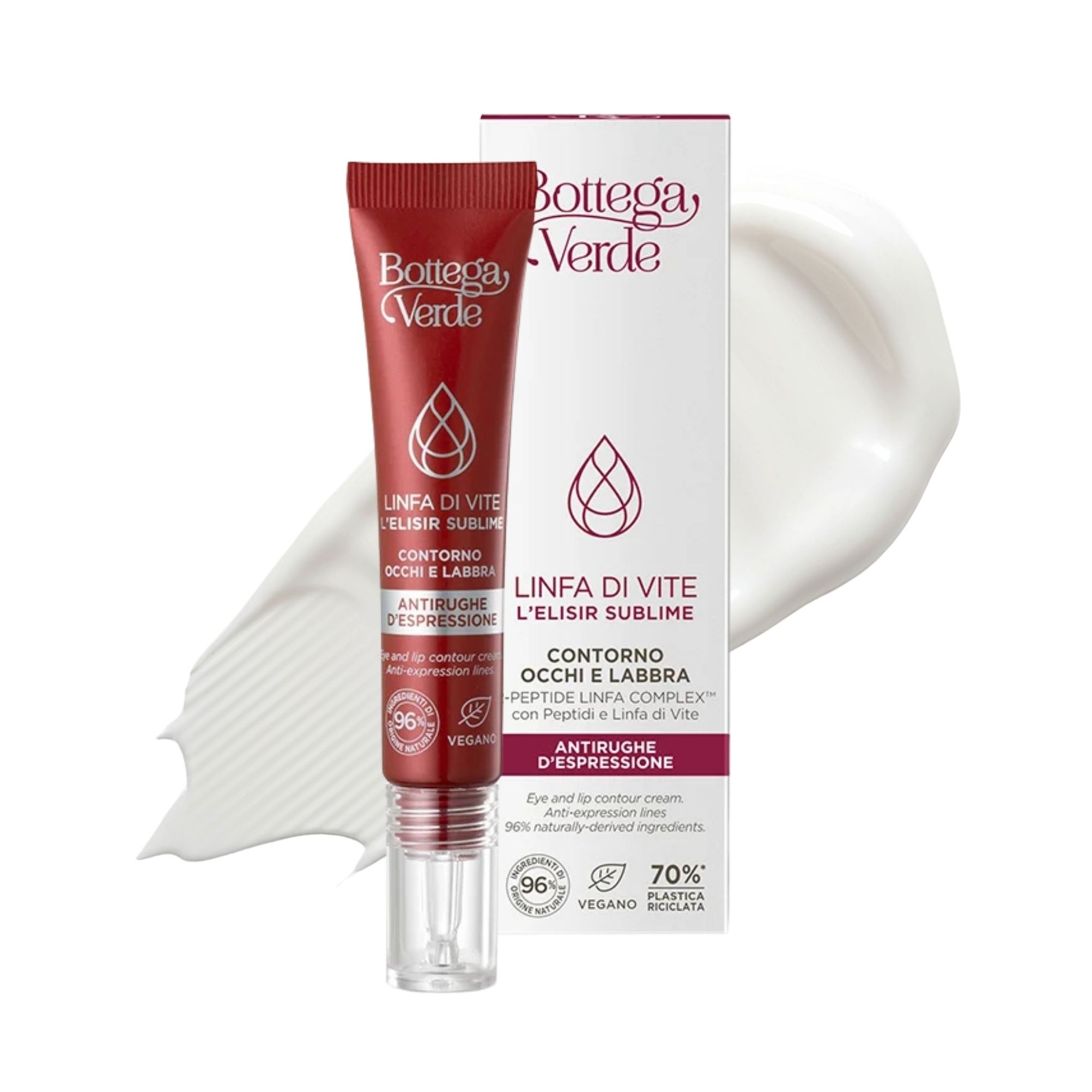 Sublime elixir - Eye and lip contour - combats expression lines - 2-PEPTIDE LINFA COMPLEX with Peptides and Vine Sap (10 ml) - all skin types