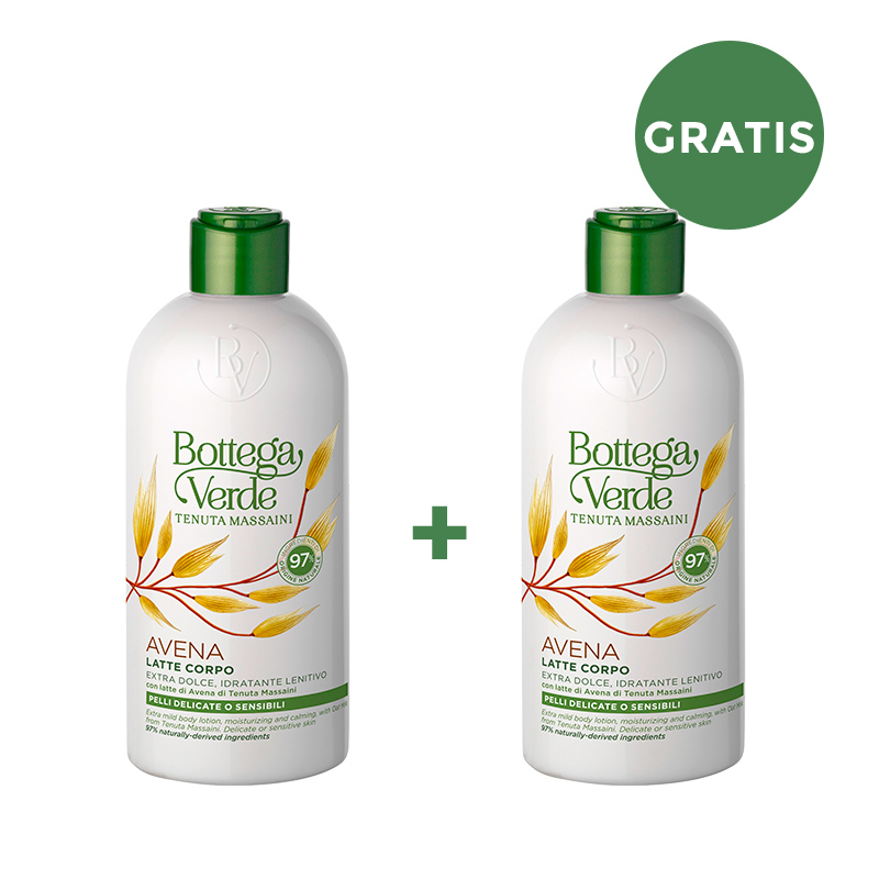 **1+1 GRATIS** AVENA - Latte corpo extra dolce, idratante lenitivo, con latte di Avena di Tenuta Massaini - pelli delicate o sensibili