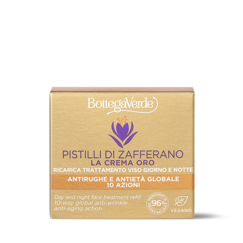 Pistilli di Zafferano - La crema oro - Ricarica Trattamento viso giorno e notte - antirughe antietà globale 10 azioni - con SAFFRON-IDE PRO AGE<TM/> con Ceramidi e iperfermentato di Zafferano