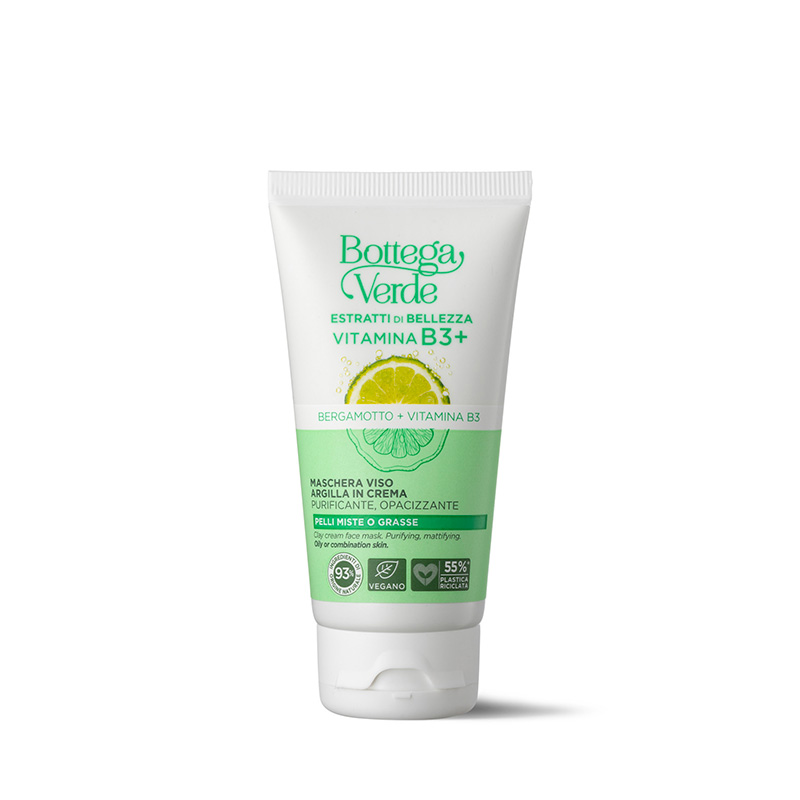 Image of Bottega Verde Estratti di bellezza - Vitamina B3+ - Maschera viso argilla in crema - Bergamotto Vitamina B3 - purificante, opacizzante, normalizzante - pelli miste o grasse013