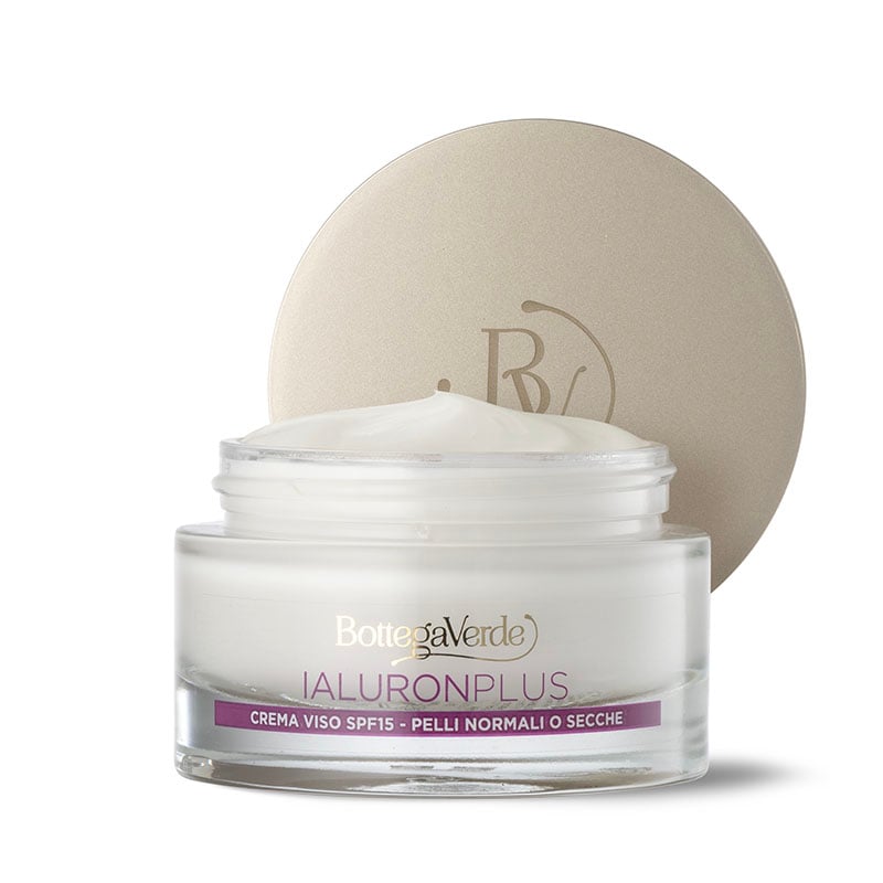 Ialuron Plus - Crema facial reafirmante efecto relleno* con ácido hialurónico y extractos de flores blancas SPF15 (50 ml) - pieles normales o secas