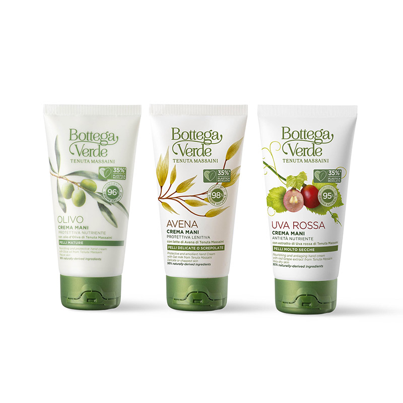 Offerta creme mani Olivo, Avena e Uva rossa