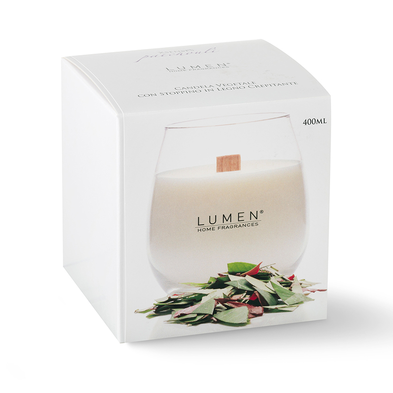 LUMEN Candela Xsenses con stoppino in legno Patchouli