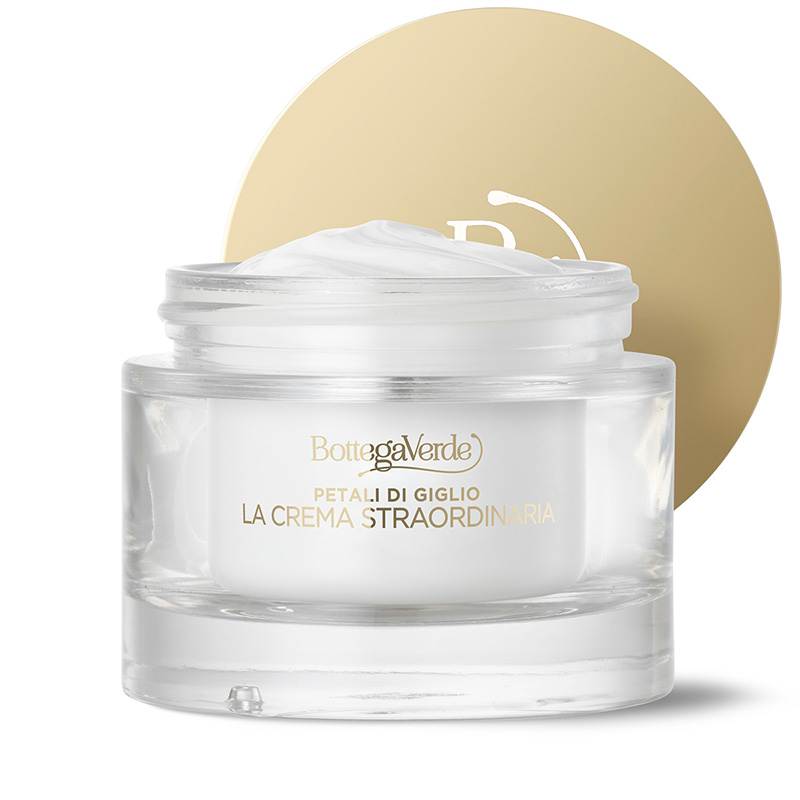 An extraordinary cream - Day and night face treatment - plumping, anti-wrinkle and in-depth moisturizing effect - Hya-Lilium Complex¿ with Hyaluronic Acid with 4 molecular weights and hyperfermented extract of White Lily from Tenuta Bottega Verde (50 ml) - all skin types