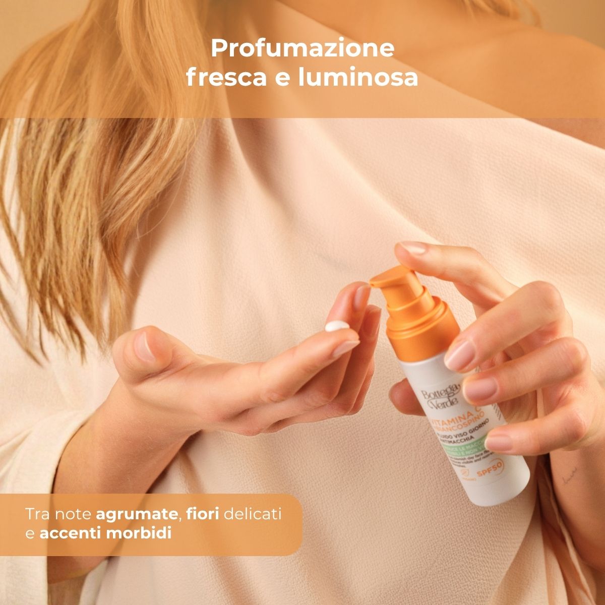 Vitamina C + Biancospino - Fluido viso giorno antimacchia SPF50 - con Vitamina C, Biancospino e Cybright - riduce le macchie visibili e non visibili