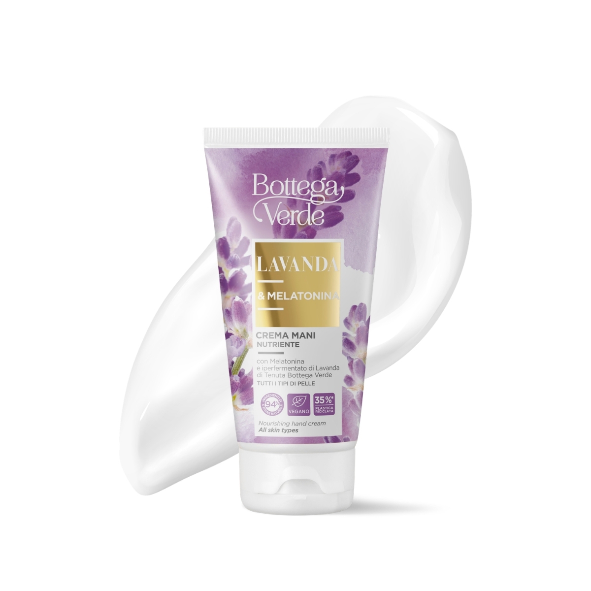 Crema de manos nutritiva - con Melatonina e hiperfermentado de Lavanda de la finca Tenuta Bottega Verde (75 ml) - todo tipo de pieles