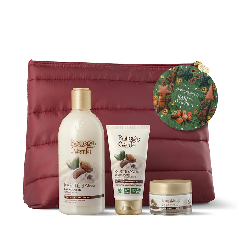 Quilted Xmas beauty box with Shea butter creams Bottega Verde
