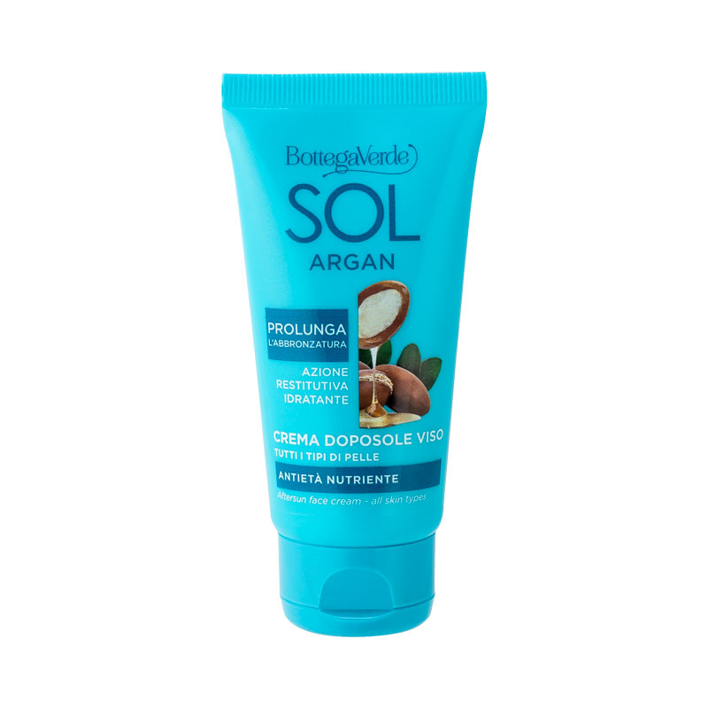 SOL Argan - Crema facial aftersun - antiedad y nutritiva - con aceite de Argán y Colágeno vegetal (50 ml) - prolonga el bronceado - todo tipo de pieles