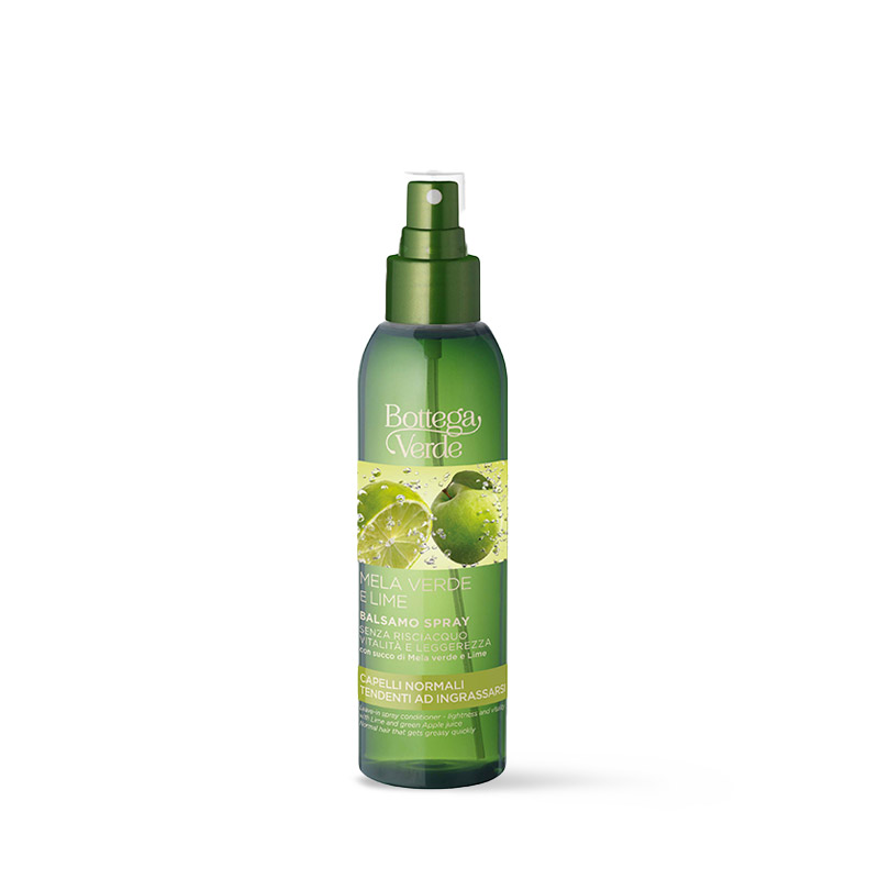 Image of Mela verde e Lime - Balsamo spray senza risciacquo - vitalità e leggerezza - con succo di Mela verde e Lime - capelli normali tendenti ad ingrassarsi