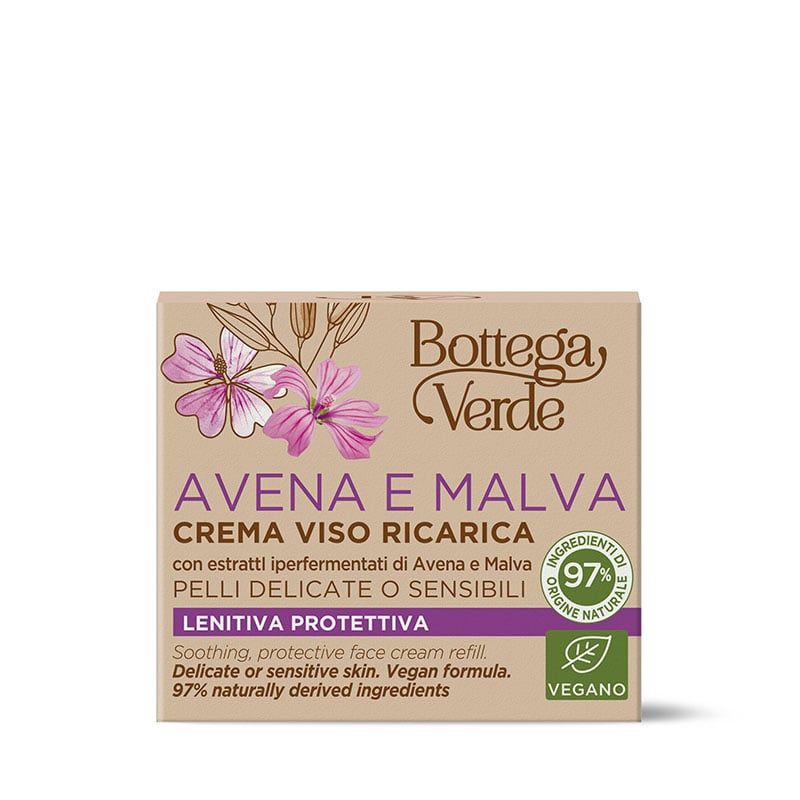 Face cream - refill - soothing and protective - with hyperfermented extracts of Oat and Mallow (50 ml) - delicate or sensitive skin
