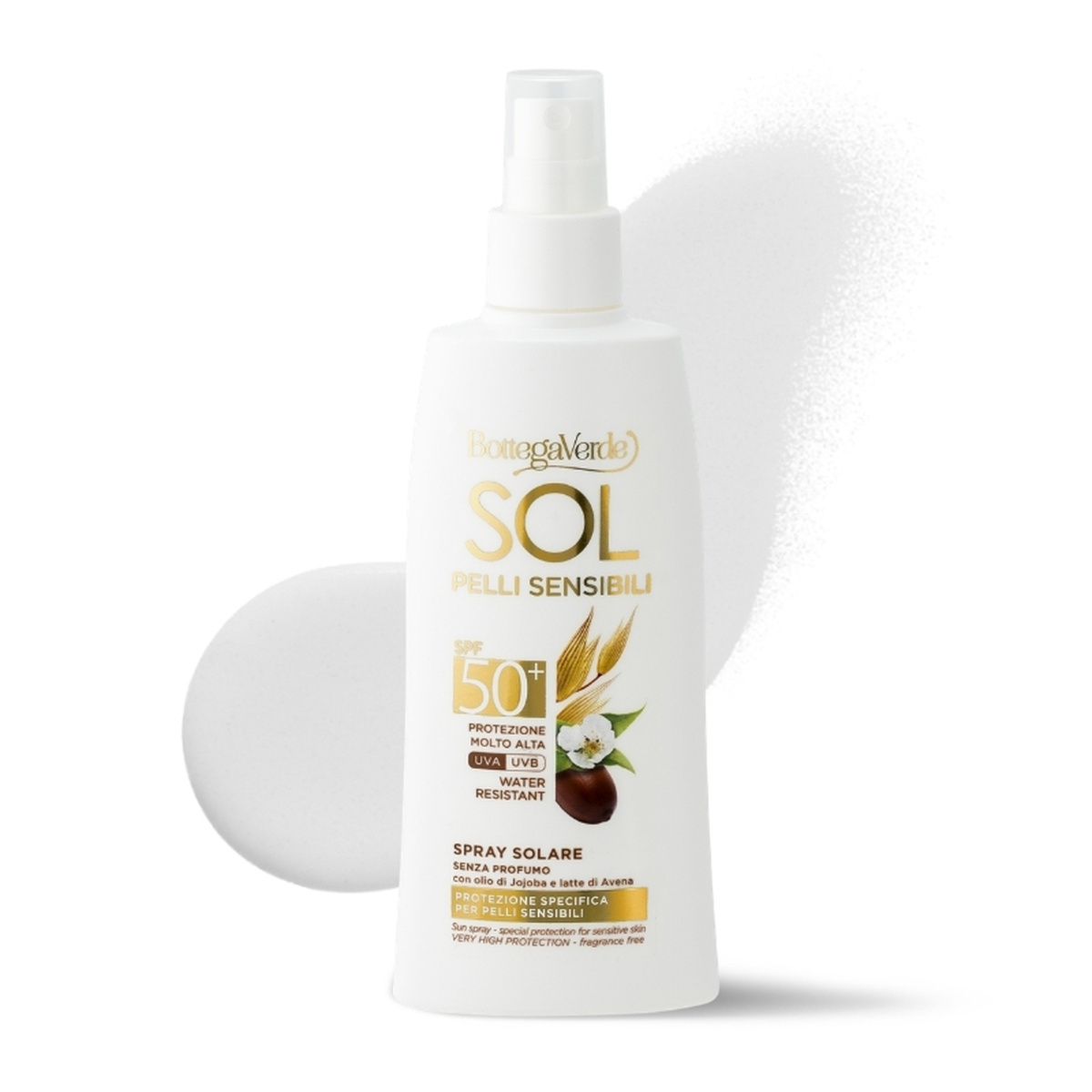 SOL sensitive skin - Sun spray - fragrance-free - protection specifically for sensitive skin - with Jojoba oil and Oat milk - very high protection SPF50+ (200 ml) - water-resistant