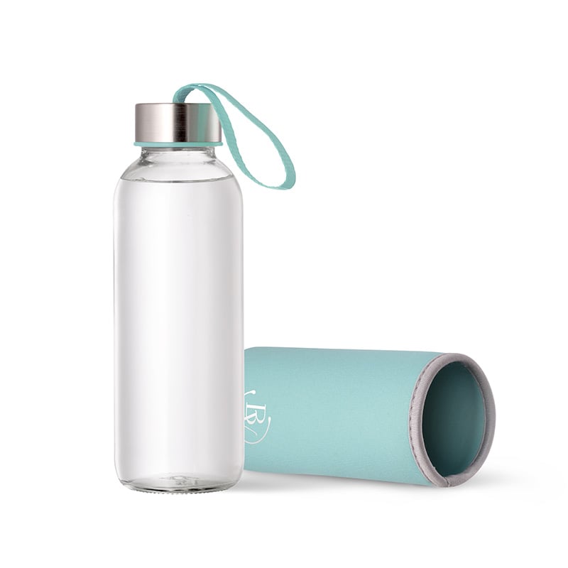 Glass drinking bottle with neoprene cover (400 ml)