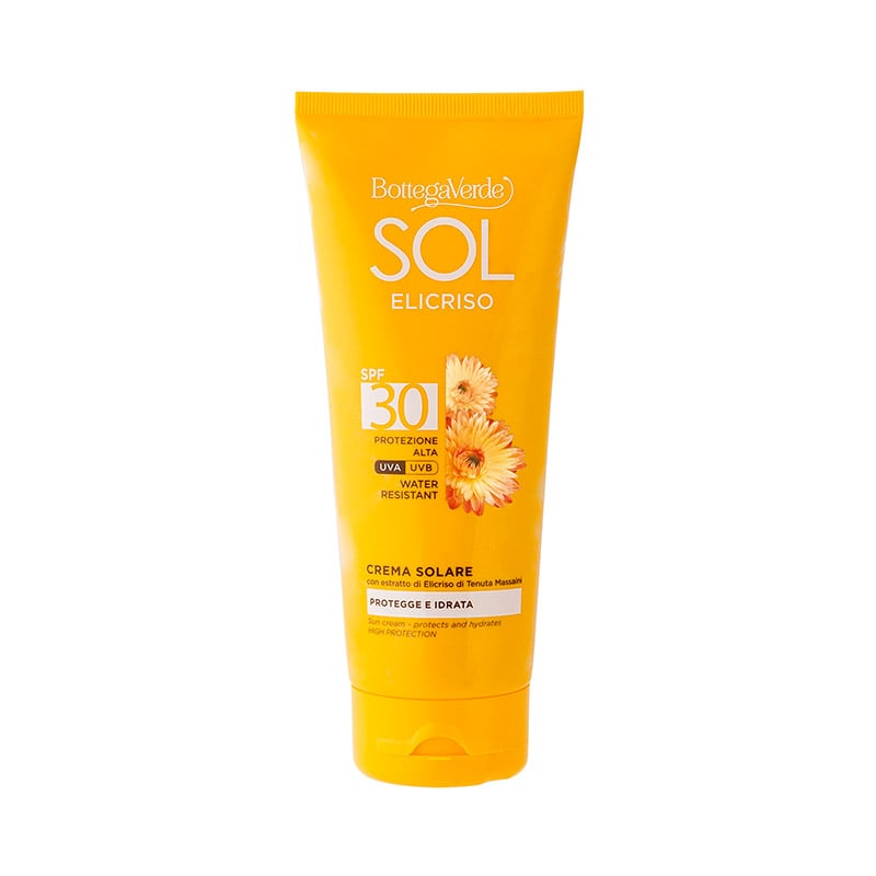 SOL Elicriso - Crema solar - protege e hidrata - con extracto de Helicriso de Tenuta Massaini - protección alta SPF30 (200 ml) - water resistant