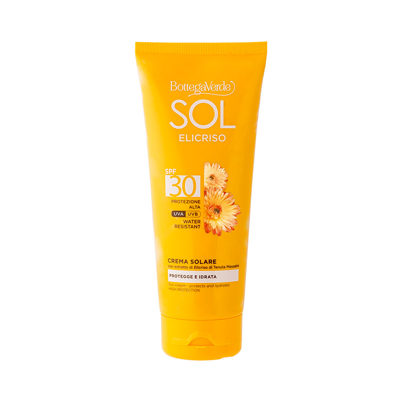 SOL Elicriso - Crema solar - protege e hidrata - con extracto de Helicriso de Tenuta Massaini - protección alta SPF30 (200 ml) - water resistant