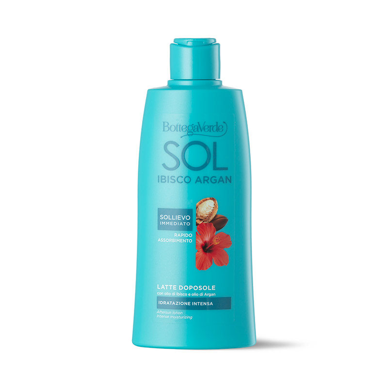 SOL Ibisco Argan - Latte doposole - sollievo immediato - con olio di Ibisco ed olio di Argan - idratazione intensa - rapido assorbimento