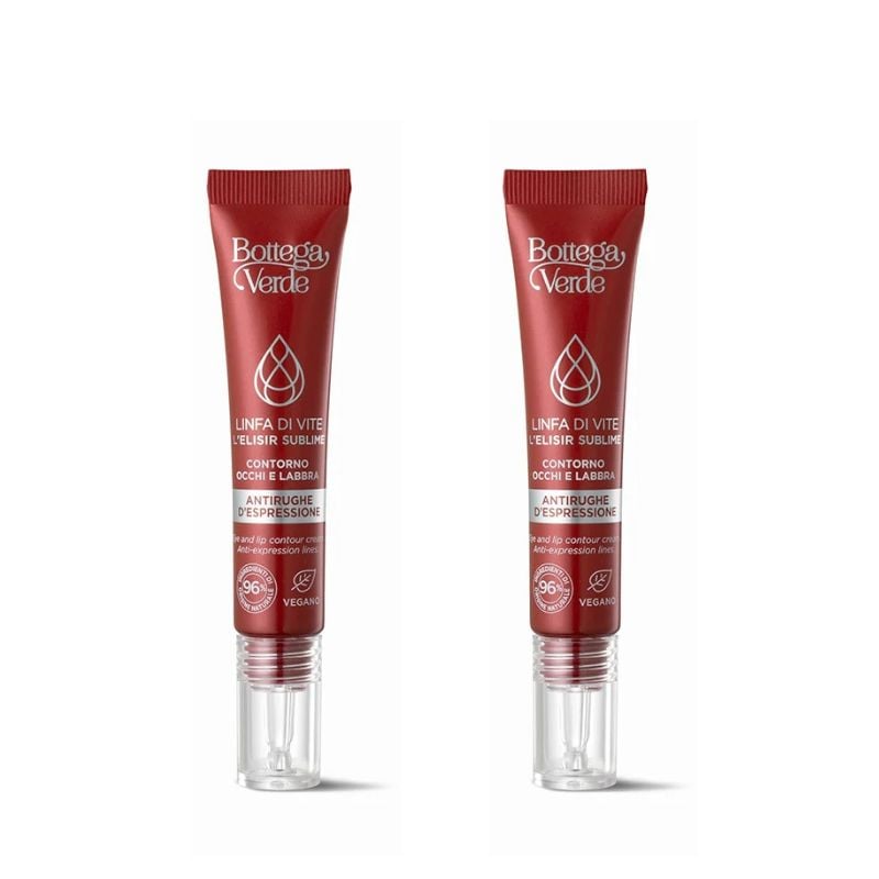 2 pieces Offer Linfa di Vite - Sublime elixir - Eye and lip contour - combats expression lines - 2-PEPTIDE LINFA COMPLEX with Peptides and Vine Sap (10 ml) - all skin types
