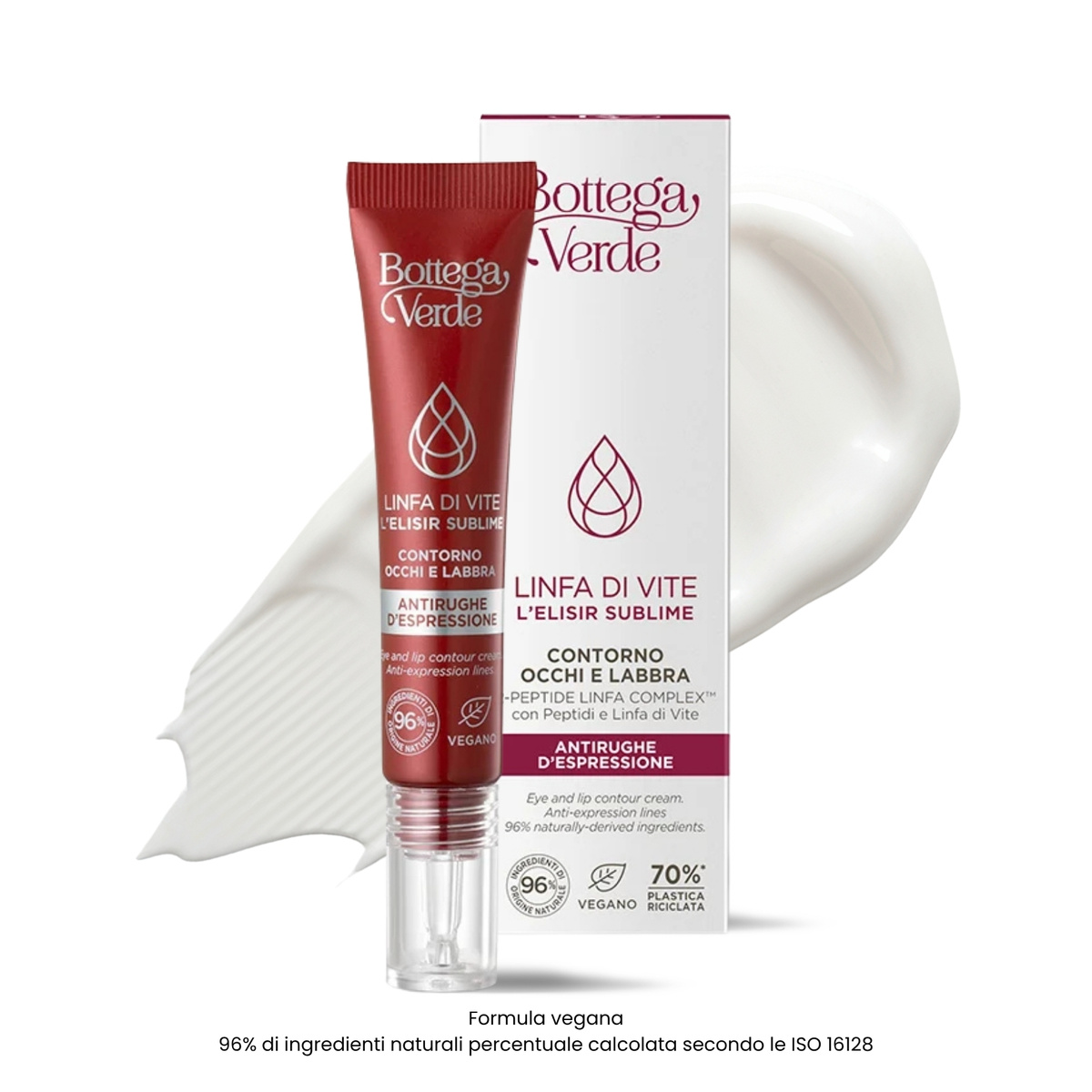 Sublime elixir - Eye and lip contour - combats expression lines - 2-PEPTIDE LINFA COMPLEX with Peptides and Vine Sap (10 ml) - all skin types